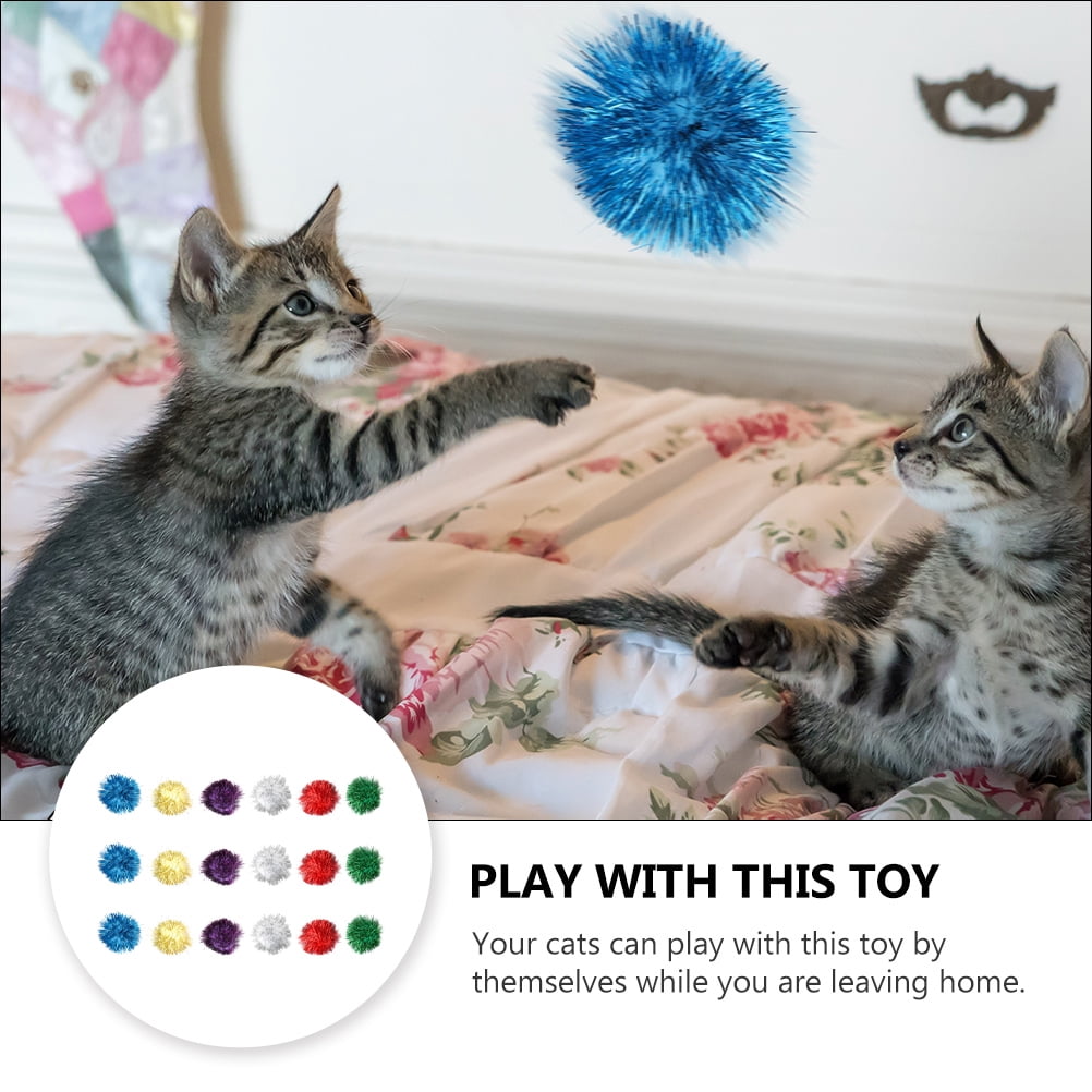 Glittery Tinsel Pom Balls 21pcs Interactive Cat Toy Set 35cm