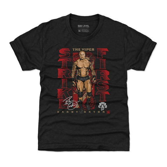 Youth 500 Level Heather Black Randy Orton The Viper Strike First T-Shirt