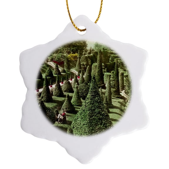 3dRose, View in Mr. Hunnewells Grounds Wellesley Massachusetts, 3 inch Snowflake Porcelain Ornament