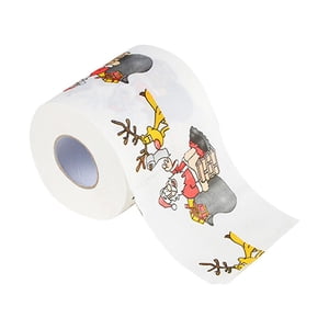 Christmas Theme Printed Toilet Paper Home Hotel Bathroom Roll Paper Tissue Holiday Decor, Santa, 10x10cm