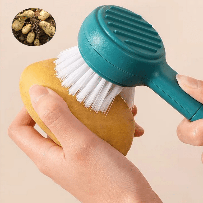 2Pack Vegetable Brush Potato Scrubber Brush Silicone Hard and Soft Side Fruit Cleaning Tools for Delicate or Tough-Skinned Vegetables, Size: 2Pack 