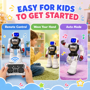 Smart Robot Toy for Kids Ages 4-9, Large 15-inch Programmable Interactive Gift with Remote and Gesture Control, LED Face, Music and Dance