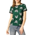 thumbnail image 6 of Allegra K Women's Short Sleeve Contrast Cartoon Cat Pet Print Tee Ringer T-Shirt Tops, 6 of 7