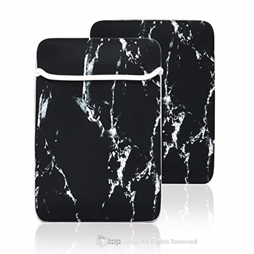 12-Inch Black Marble Reversible Sleeve Bag for 12" Macbook /Ultrabook/Chromebook 