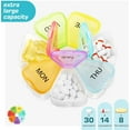 thumbnail image 3 of Weekly Pill Organizer, Large Daily Pill Case Portable Travel 7 Day Pill Box Dispenser with Large Compartments and Rainbow Lids Container for Pills/Vitamins/Fish Oil - Colorful, 3 of 8