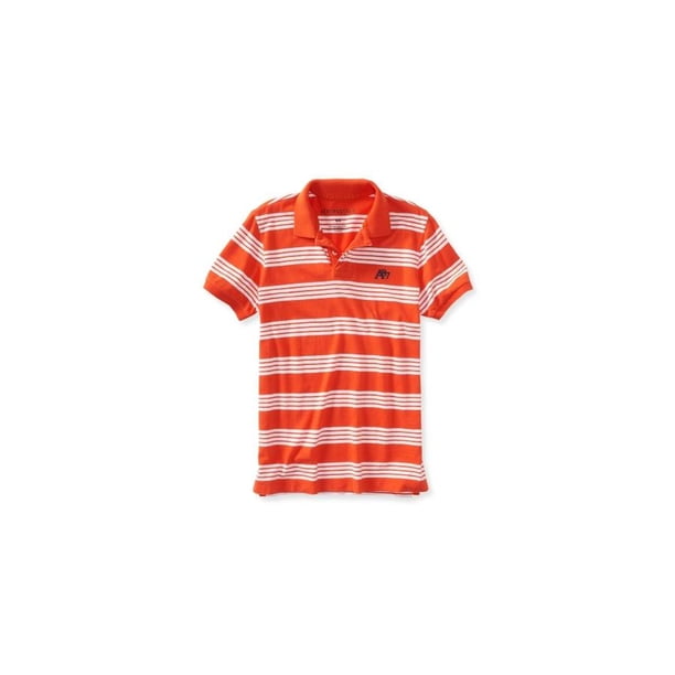 Polo de Rugby Aeropostale A87 de rayas variadas para hombre naranja XX-Large
