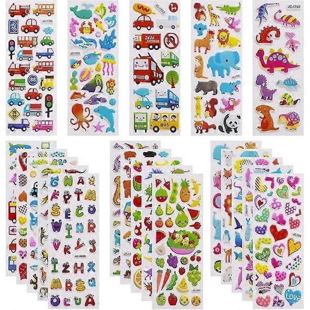 3D stickers for kids ages 2 to 4, 24 stickers for kids, over 550 animals, sea creatures, dinosaurs and more