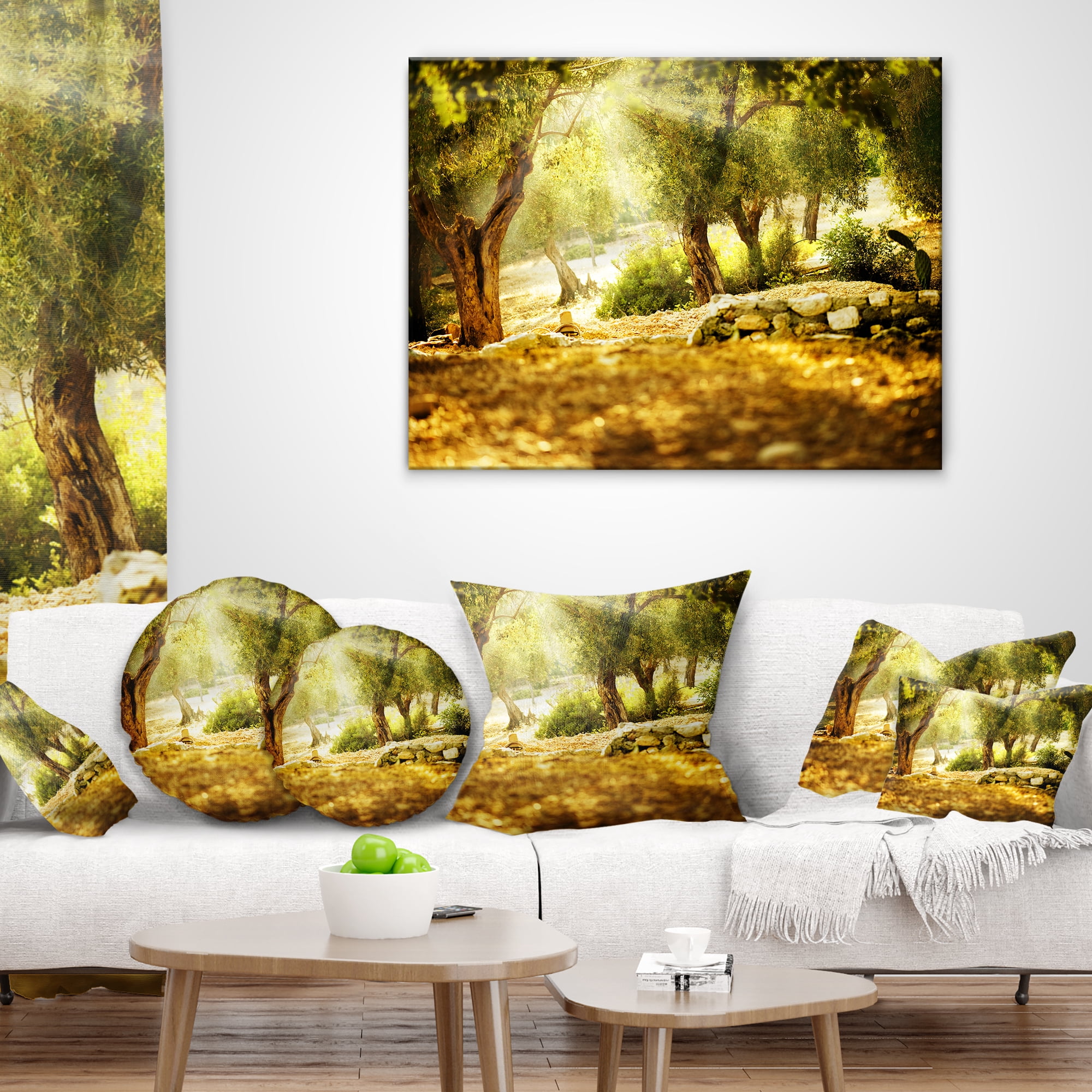Designart Olive Trees - Photography Throw Pillow - 18x18