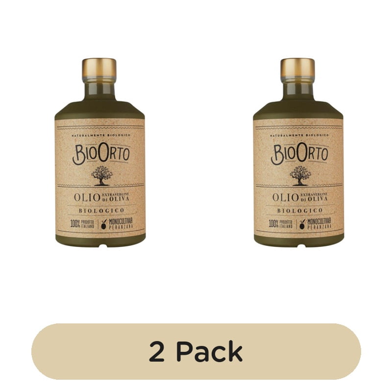 Bio Orto Organic Extra Virgin Olive Oil Monocultivar Peranzana 500ml, British Import (Pack of 2)