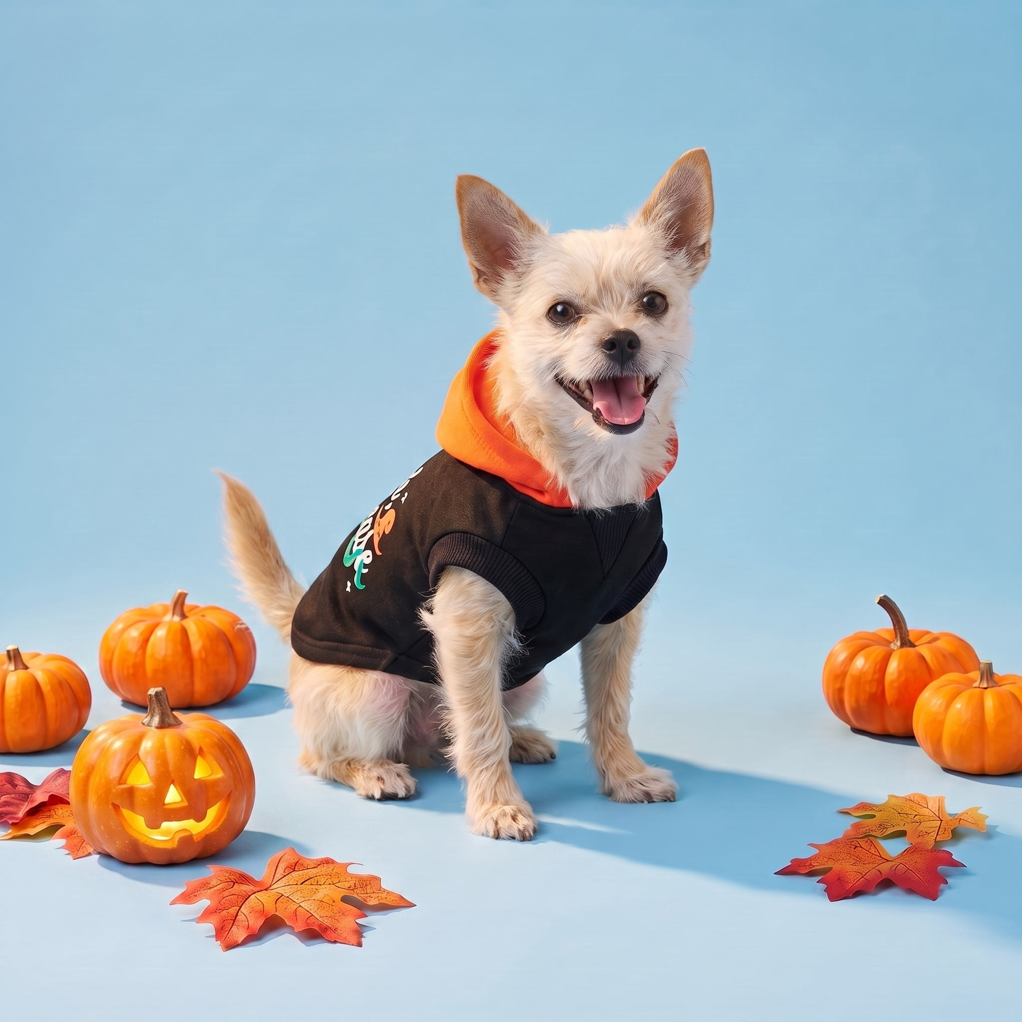 Vibrant Life Halloween Hoodie for Dogs and Cats, Witch Please, Orange and Black, XS