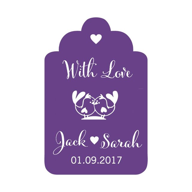 100 PCS With Love Birds Customized Wedding Gift Paper Tags Personalized Wedding Favor Hang Tags