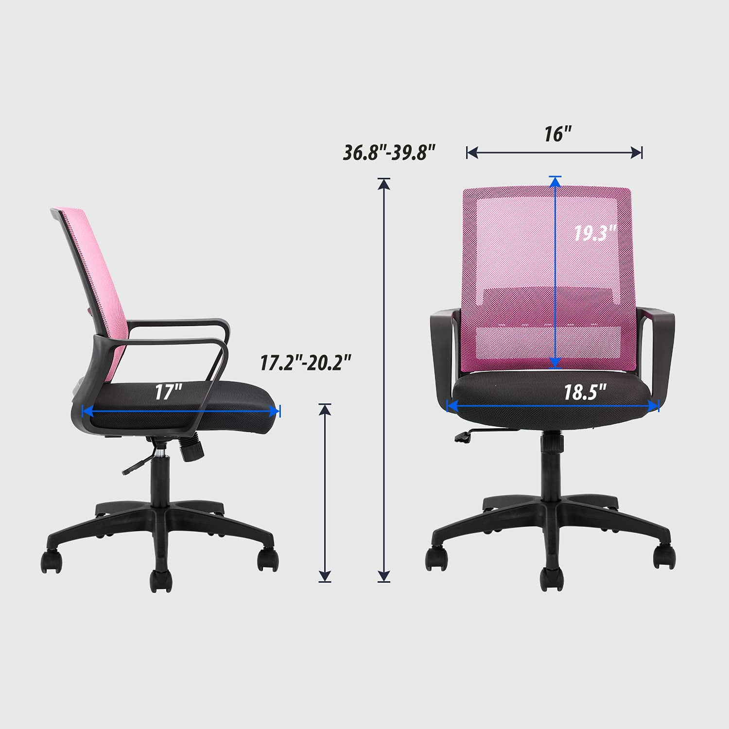 BestOffice Ergonomic Office Chair, Lumbar Support, Adjustable Height with Armrests for Adults(Pink)