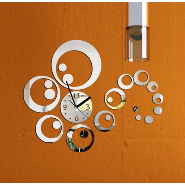 Decoración de relojes de pared, decoración de pared de salón, decoraciones del hogar para sala de estar, reloj de pared para decoración de sala de estar plateado Rojo Verde