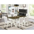 thumbnail image 2 of East West Furniture 7-Pc Dining Room Set Contains a Kitchen Table and 6 Cream Linen Fabric Parson Chairs with Stylish Back - Wire Brushed Linen White Finish, 2 of 2