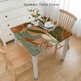 thumbnail image 2 of nygtbtfer Round Fitted Tablecloth Elastic Edged Table Cover, on Flax Wipeable Table Cloths for Kitchen Dining Party Tables, Leaves, 2 of 7