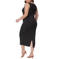 thumbnail image 4 of Agnes Orinda Women's Plus Size Dress Sleeveless Square Neck Bodycon Sundress Midi Tank Dress 3X Black, 4 of 7