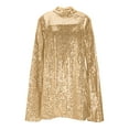 thumbnail image 5 of Women's Solid Color Stand Up Collar Cape Sleeve Sequin Party Dress Glamorous Party Dress for New Year's Eve, Clubs, and Evening Galas Gold 2XL, 5 of 5