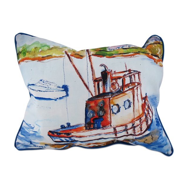 Betsy Drake Bateau Rouillé Bateau de Pêche Coussin Décoratif 16X20