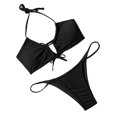 thumbnail image 1 of ENJOYW 2Pcs/Set Halter Swimsuit Sexy Tie Belt Wear Resistant Rib Swimwear for PartyPolyester, 1 of 7