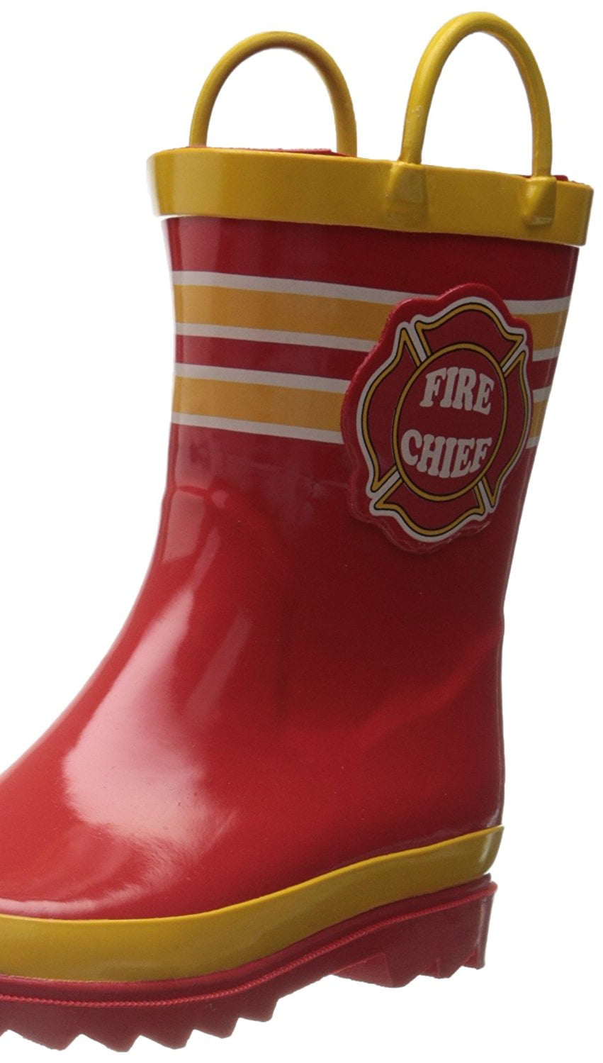 Toddler/Little Kids   Puddle Play Kids Boys Fire Chief Printed Waterproof Easy-On Rubber Rain Boots 