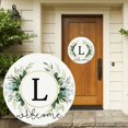 thumbnail image 2 of Clearance! Monogram Letter Welcome Sign for Front Door Rustic Green Floral Family Initial House Warming Decor Spring Summer Wooden Wreath Personalized Sign for House Front Porch 12 Inch, 2 of 9