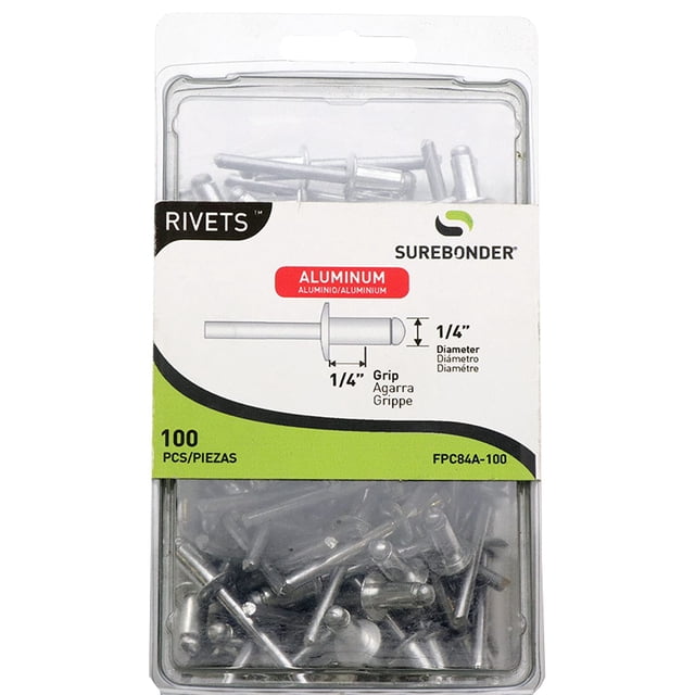 Remaches cortos de aluminio Surebonder FPC84A-100 de 6 mm de diámetro, 100 unidades