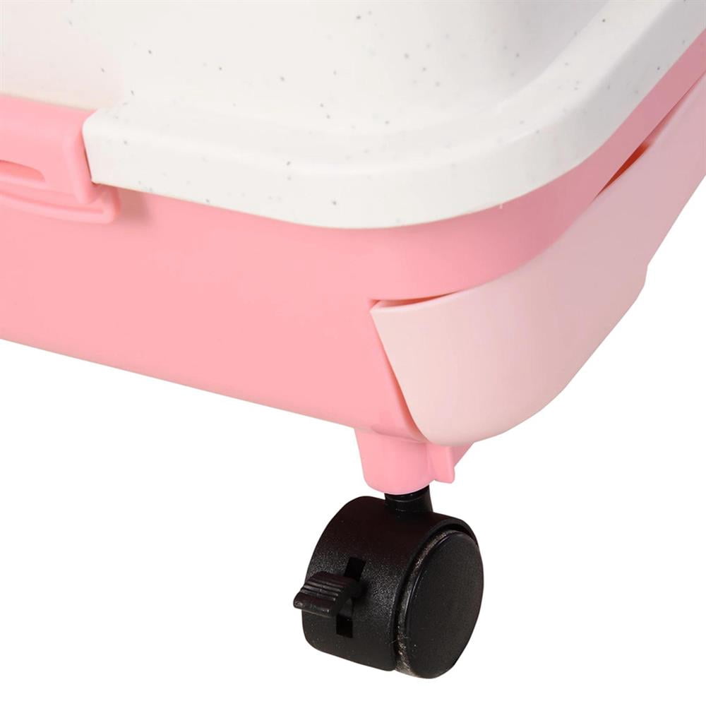 Topcobe 32"L 6-Level Small Animal Cage Rabbit Hutch with Universal Lockable Wheels, Slide-out Tray for Bunny, Chinchillas, Ferret, Indoor Outdoor Pet Shelter, Small Animal Habitat, Pink