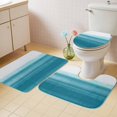 thumbnail image 2 of Turquoise White Ombre Bath Mat 3 Piece Bathroom Rug Set, Modern Country Abstract Stripes Non Slip Bath Rug Contour Mat and Toilet Lid Cover, Absorbent Shower Mats Soft Bath Rugs and Mats Sets, 2 of 8