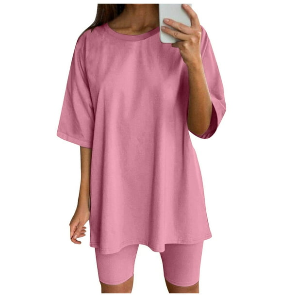 Conjunto deportivo de 2 piezas para mujer con top de manga corta y pantalón corto - Poliéster, transpirable, S-XXXL para yoga/running/actividades diarias