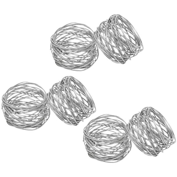 Handmade Round Napkin Rings Set of 6 for Dining Parties Everyday Use Serviette Holder (Silver)