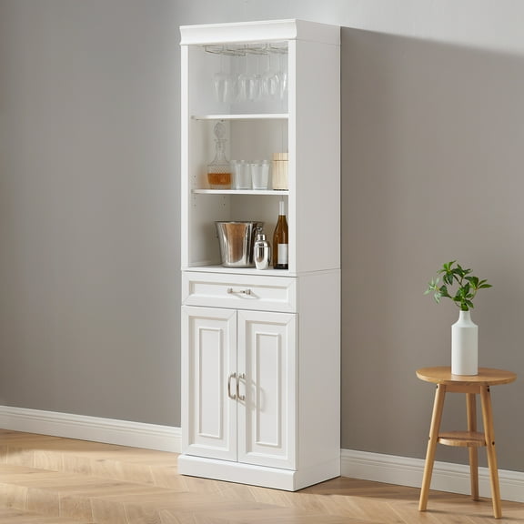 Crosley Furniture Stanton Wine, Liquor, Coffee Bar Cabinet with Storage Shelves and Drawers