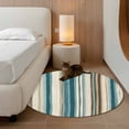 thumbnail image 3 of Turquoise Beige Large Area Rugs for Bedroom Living Room, Soft Non Slip Carpet Bedside Rug, Boho Vertical Stripes Bohemian Retro Round Floor Cover Kitchen Accent Rug 4' for Dining Room/Office, 3 of 9