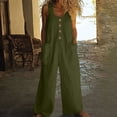 thumbnail image 2 of GILIGEGE Women's Casual Loose Overalls Jumpsuits One Piece Sleeveless Wide Leg Long Pant Rompers with Pockets Wide Leg Palazzo Pants Tank Jumpsuit Button Down Loose Bib Overalls Summer Linen Jumpsuit, 2 of 5