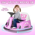 thumbnail image 6 of KORIMEFA 12V Bumper Car for Kids Toddler 1-6 Years with Remote Control Bluetooth Music 3 Speeds DIY License Plate Electric Ride on Toys(Pink), 6 of 11
