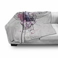 thumbnail image 3 of Skull Soft Flannel Fleece Throw Blanket, Grunge Illustration of Human Skull Dragonfly with Watercolor Splash Sketchy, Cozy Plush for Indoor and Outdoor Use, 50" x 70", Purple Pink Black, by Ambesonne, 3 of 6
