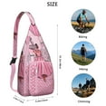 thumbnail image 3 of Vintage Parisian Travel Sling Backpack – Girly Pink Boho Crossbody Bag for Women, Ideal for Beach, Adventure, Vacation & Airplane Journeys, 3 of 4