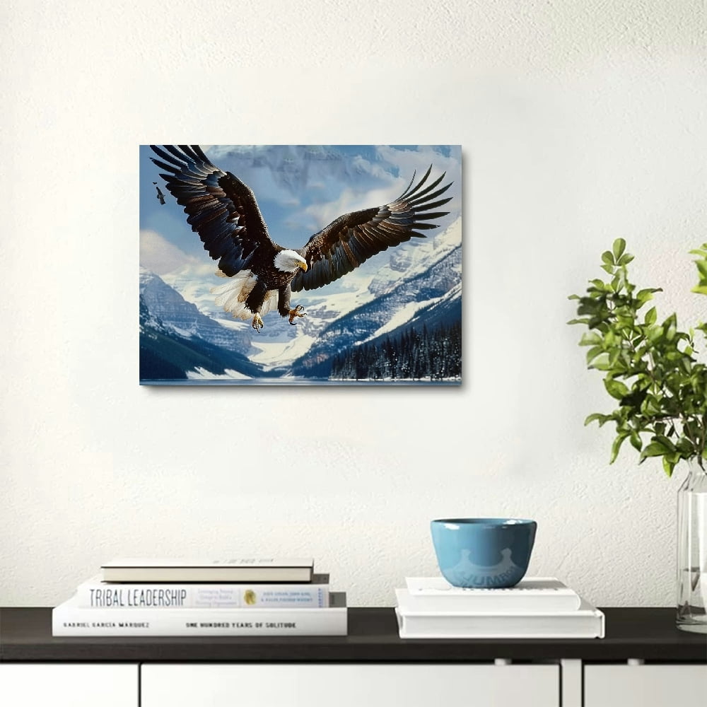 YILUYINQING Eagle Wings Mountains Canvas Print Wall Decor 20x16in