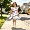 thumbnail image 4 of YAYUBA Toddler Girls Back to School Print Dresses Pencil Flutter Sleeve Clothes School Outfits First Day Of School Outfits for Girls 8-9 Years White, 4 of 6