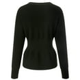 thumbnail image 5 of felwors Women's V-Neck Button Down Cardigan - Waist Cinched Peplum Hem Knit Sweater Black, S, 5 of 8