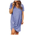 thumbnail image 1 of B91xZ Robe Maxi à Manches Courtes pour Femmes Robe Col Rond Robe Pull à Manches Courtes avec Poches, Bleu S, 1 of 5