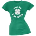 thumbnail image 1 of St. Patricks Day - Kiss Me Im Irish Kelly Green Juniors Soft T-Shirt, 1 of 1