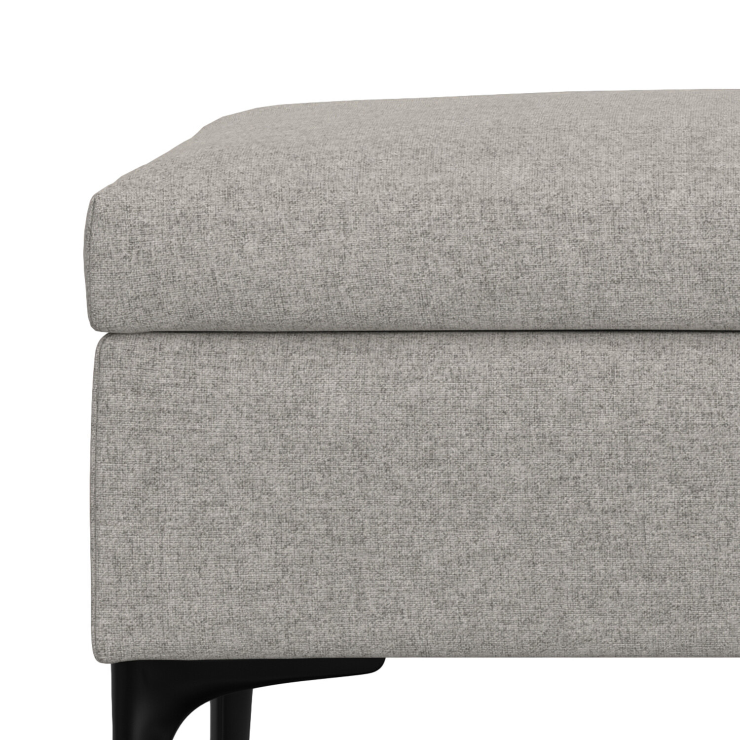 Simpli Home Rebecca 48 inch Wide Mid Century Modern Rectangle Large Coffee Table?Storage Ottoman with Lift up Lid in Cloud Grey Polyester