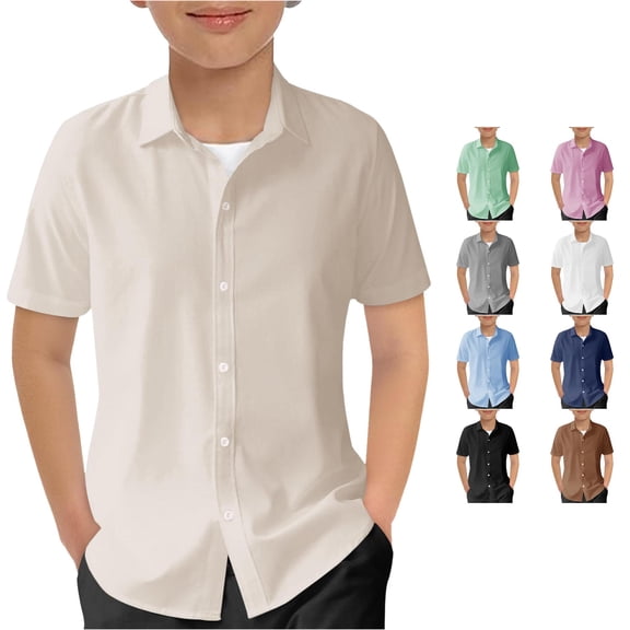 XAOFW Boys Girls Button Down Shirts Short Sleeve Lapel Collar Gradient Shirt Kids Back To School Shirts Stylish Tops 5-6 Years