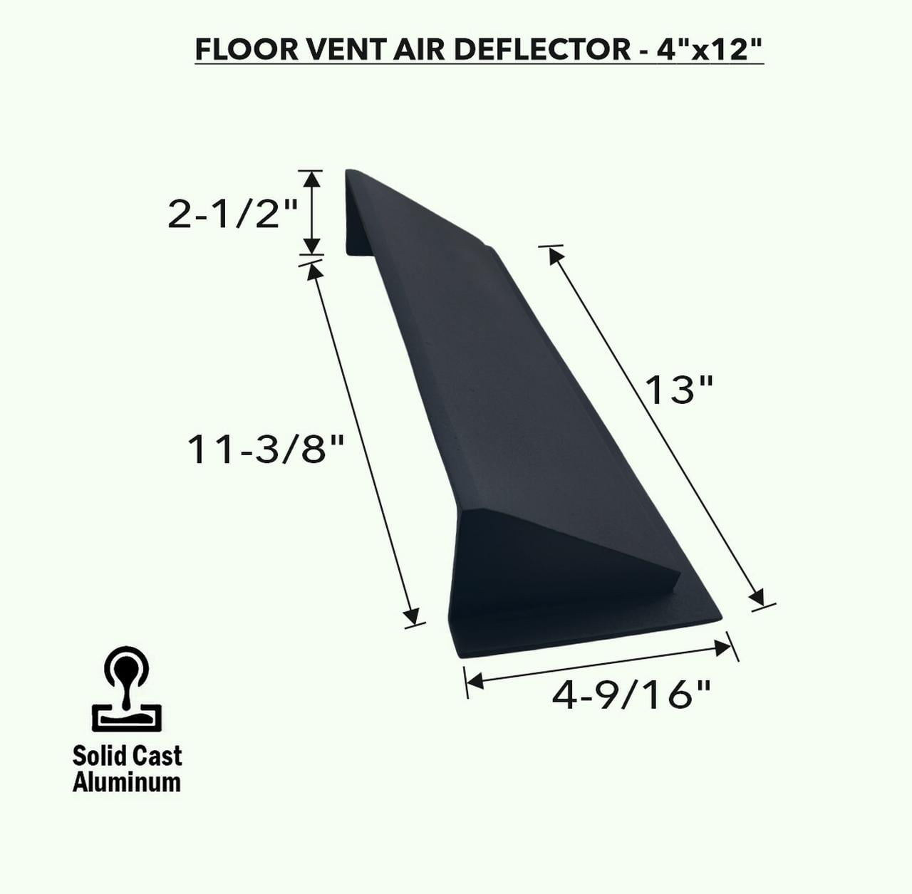 Solid Metal Deflector 4"x12" Unbreakable Cast Aluminum | Air & Heat Diverter