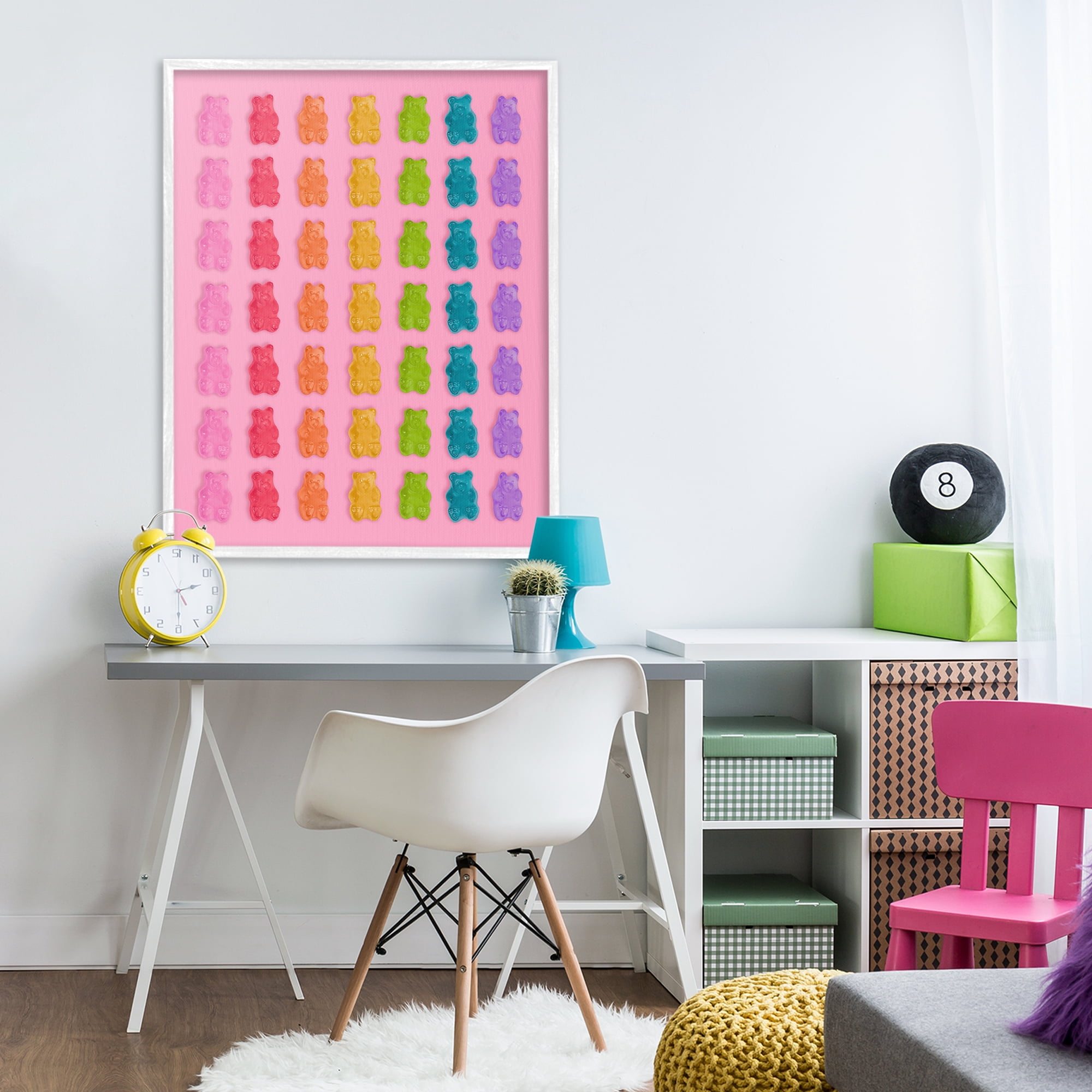 Stupell Industries Rainbow Bears in Stripes White Framed Giclee Art, design by LISH Creative