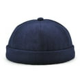 thumbnail image 4 of TISHITA Unisex Skullcap Beanie cap Rolled Cuff Retro Brimless Hat Navy Dark Blue, 4 of 8