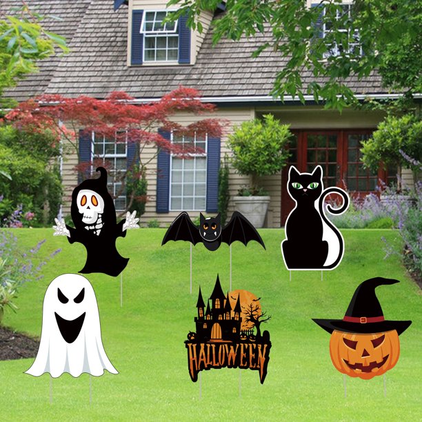 6PCs Halloween Yard Decorations Corrugate Outdoor Stake Signs for Lawn