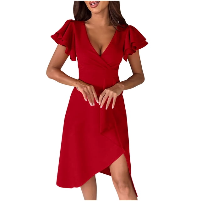Hyknon Robes pour Femmes Mode Décontractée avec Poches Robe d'Été Imprimé Floral Col en V Mini Robes Décontractées Douces Fluides Amples