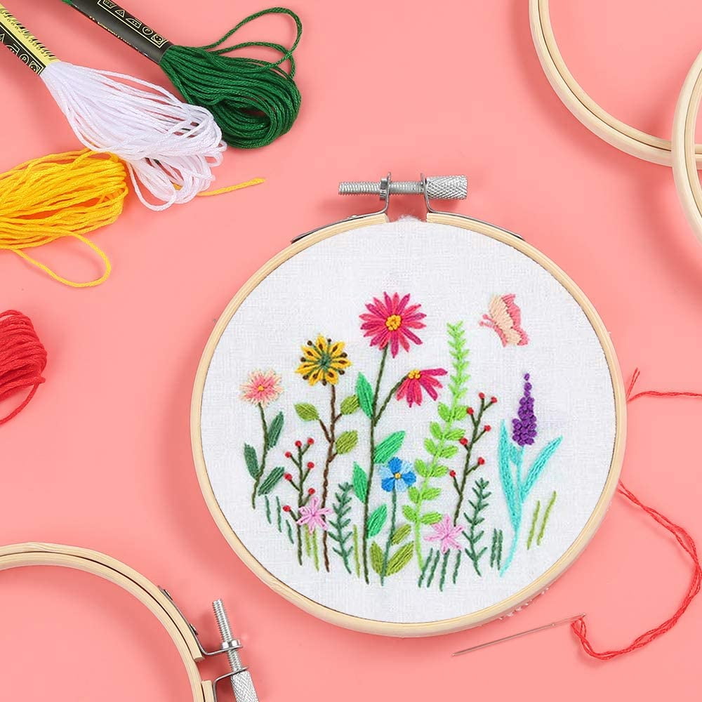 Handcraft Sewing 4inch to14inch for Embroidery with Easy Sandwiching Knob 10Pcs Embroidery Hoop Set Home Cross Stitch Art Cross Stitch Bamboo Circle Rings Kids Patience Tutoring 