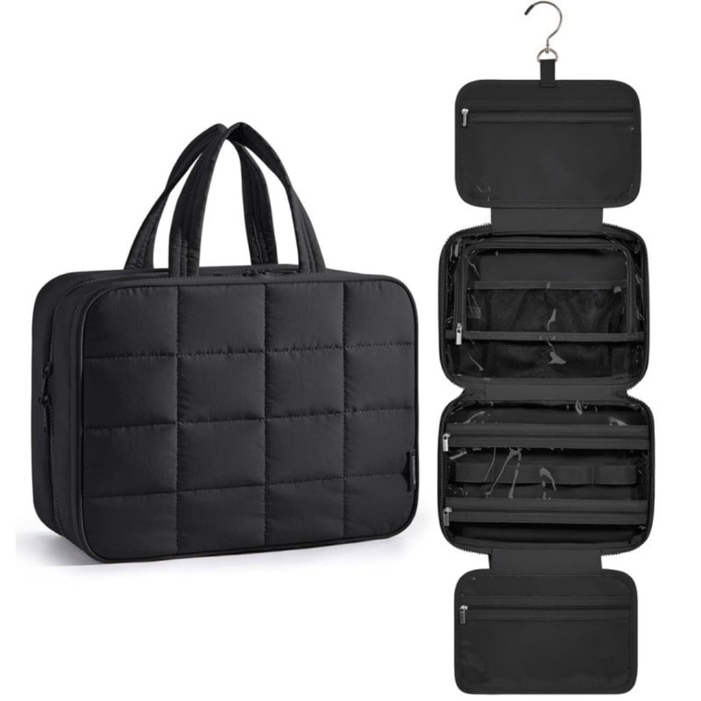 Foldable Hanging Cosmetic Organizers Quick Dry Polyester Ergonomic Backpacking Essential Toiletry Bag for Travel